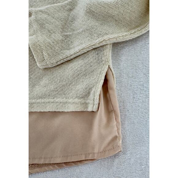 Deicy Beige Tan Peter Pan Collar Layered Knit Top Sweater Preppy Retro Small - Picture 9 of 11